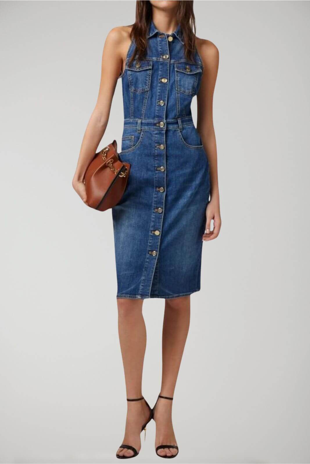 Elisabetta Franchi abito donna in denim midi