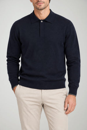 Alpha Studio Polo Uomo in lana merino / Blu Notte