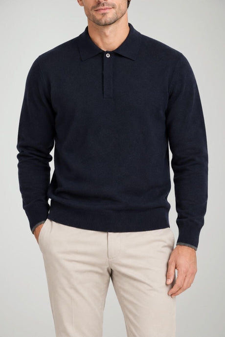 Alpha Studio Polo Uomo in lana merino / Blu Notte