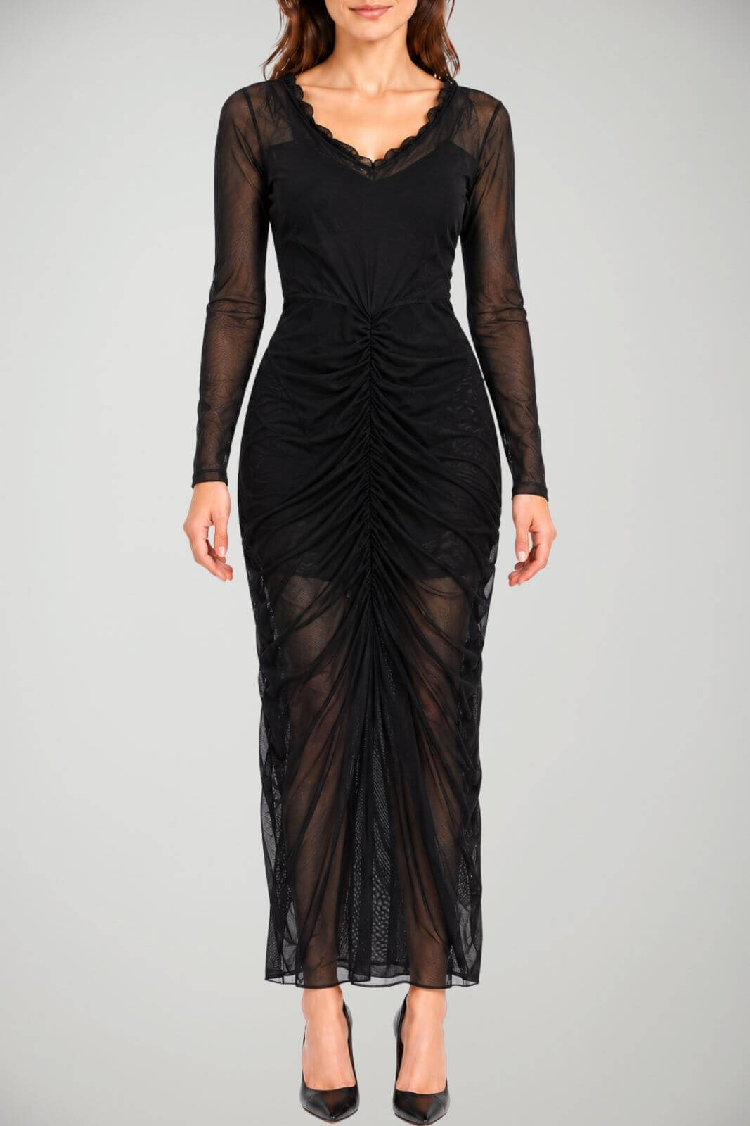 Actualee Abito Donna in Tulle Arricciato