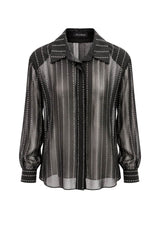 Actualee Camicia Donna in Tulle con Strass All Over