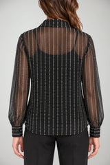 Actualee Camicia Donna in Tulle con Strass All Over