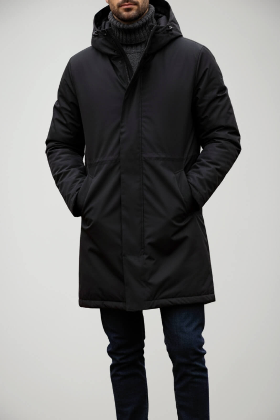 Parka lungo da uomo After Label con cappuccio