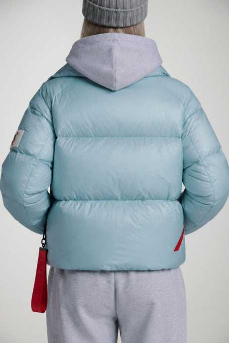 After Label women's Lienz glossy down jacket / Sky blue