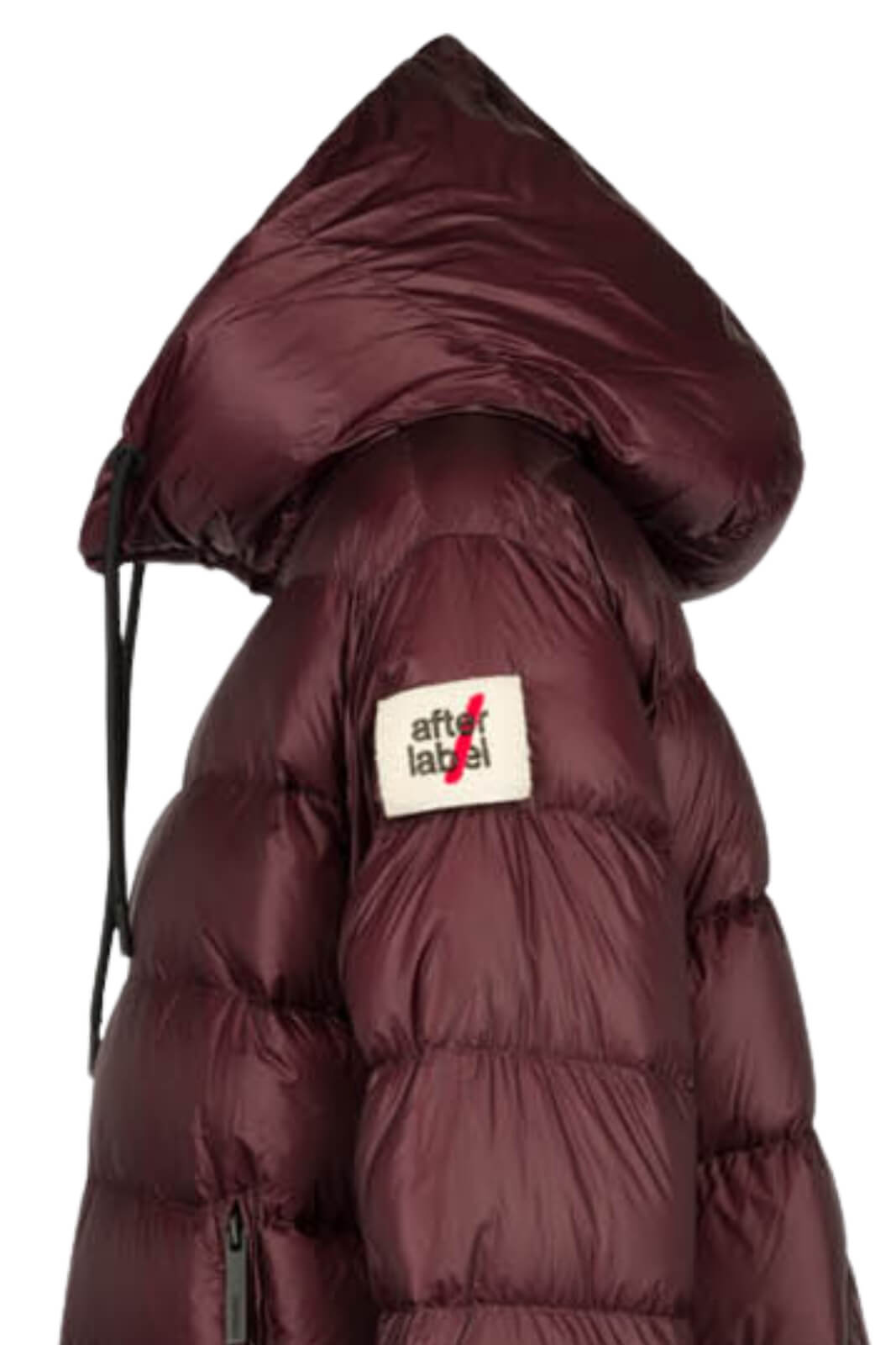 Piumino da donna After Label in nylon lucido con cappuccio e logo dettaglio