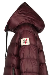 Piumino da donna After Label in nylon lucido con cappuccio e logo dettaglio