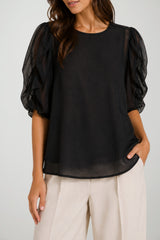 Akè Blusa Donna con Maniche a Sbuffo
