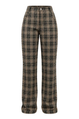 Akep Pantaloni Donna Fantasia Check con Borchie in Viscosa Stretch