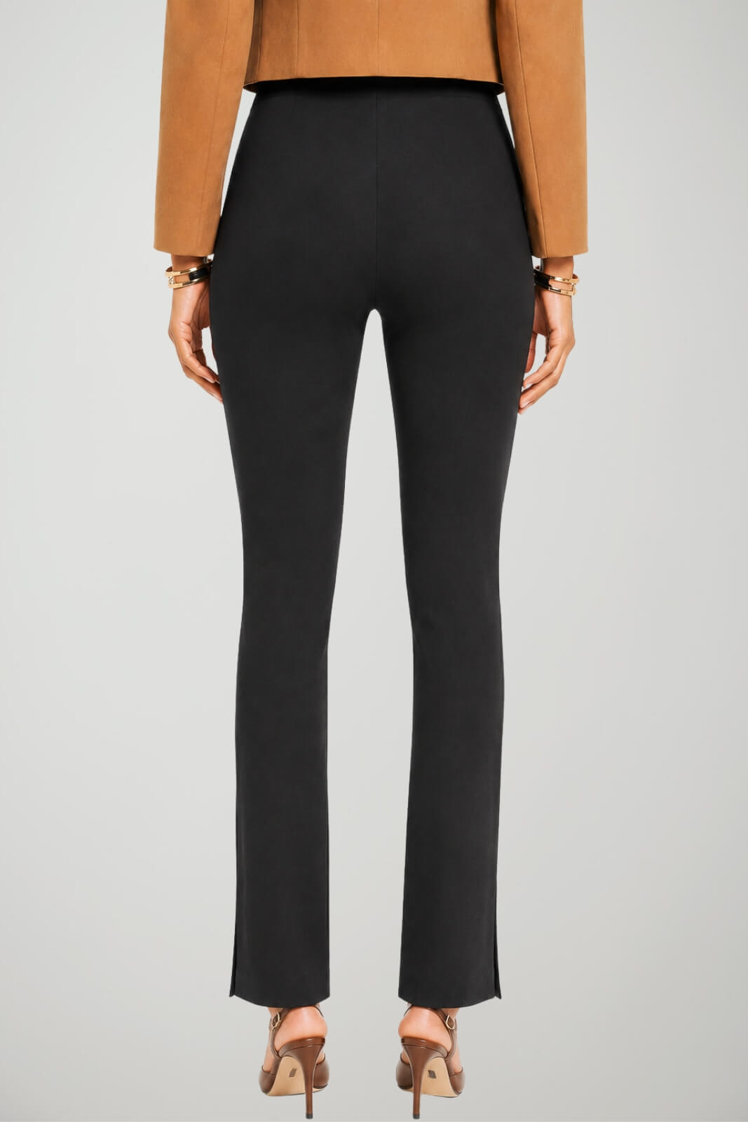 Akep Pantaloni Donna a Sigaretta Slip On Tinta Unita Stretch