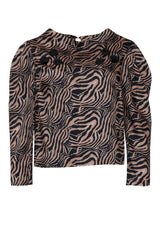 Alberta Tanzini Blusa a maniche lunghe con stampa zebrata e gemme applicate