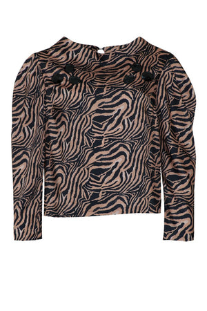 Alberta Tanzini Blusa a maniche lunghe con stampa zebrata e gemme applicate