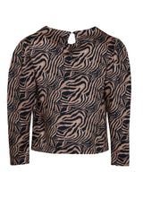 Alberta Tanzini Blusa a maniche lunghe con stampa zebrata e gemme applicate