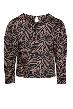 Alberta Tanzini Blusa a maniche lunghe con stampa zebrata e gemme applicate