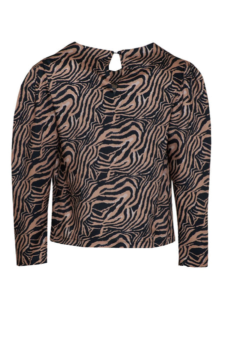 Alberta Tanzini Blusa a maniche lunghe con stampa zebrata e gemme applicate