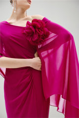 Abito da donna lungo Allure Evening con spacco e fiore