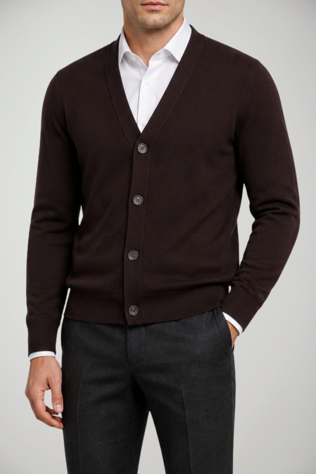 Alpha Studio Cardigan Uomo in lana Regular fit / Marrone