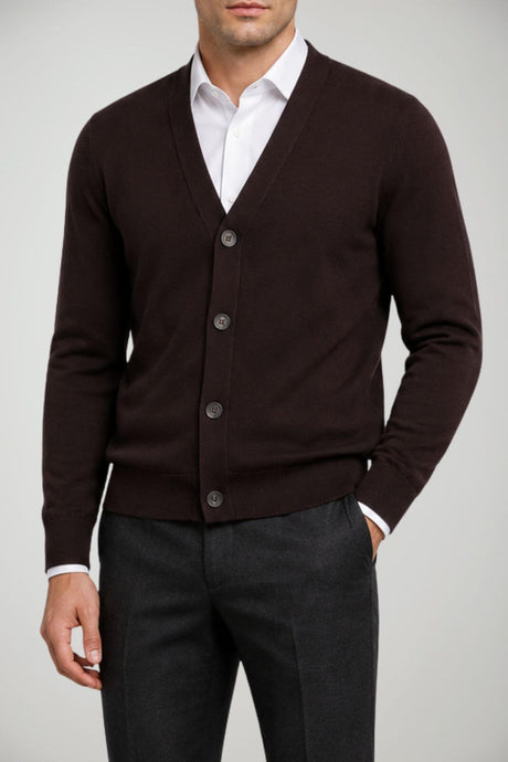 Alpha Studio Cardigan Uomo in lana Regular fit / Marrone