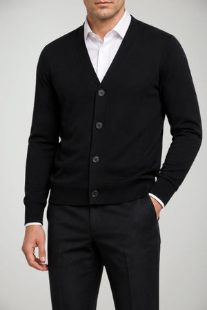 Alpha Studio Cardigan Uomo in lana Regular fit / Nero