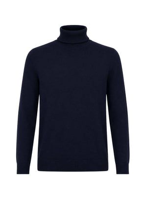 Alpha Studio Dolcevita Uomo in lana Slim fit / Blu notte