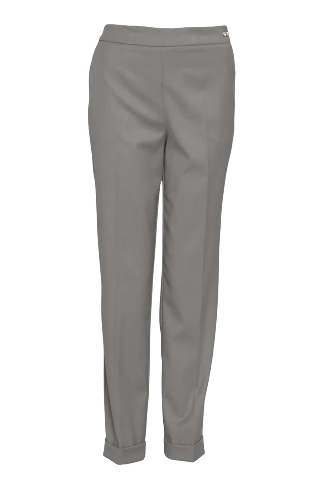 Pantalone donna chino con risvolti fronte grigio