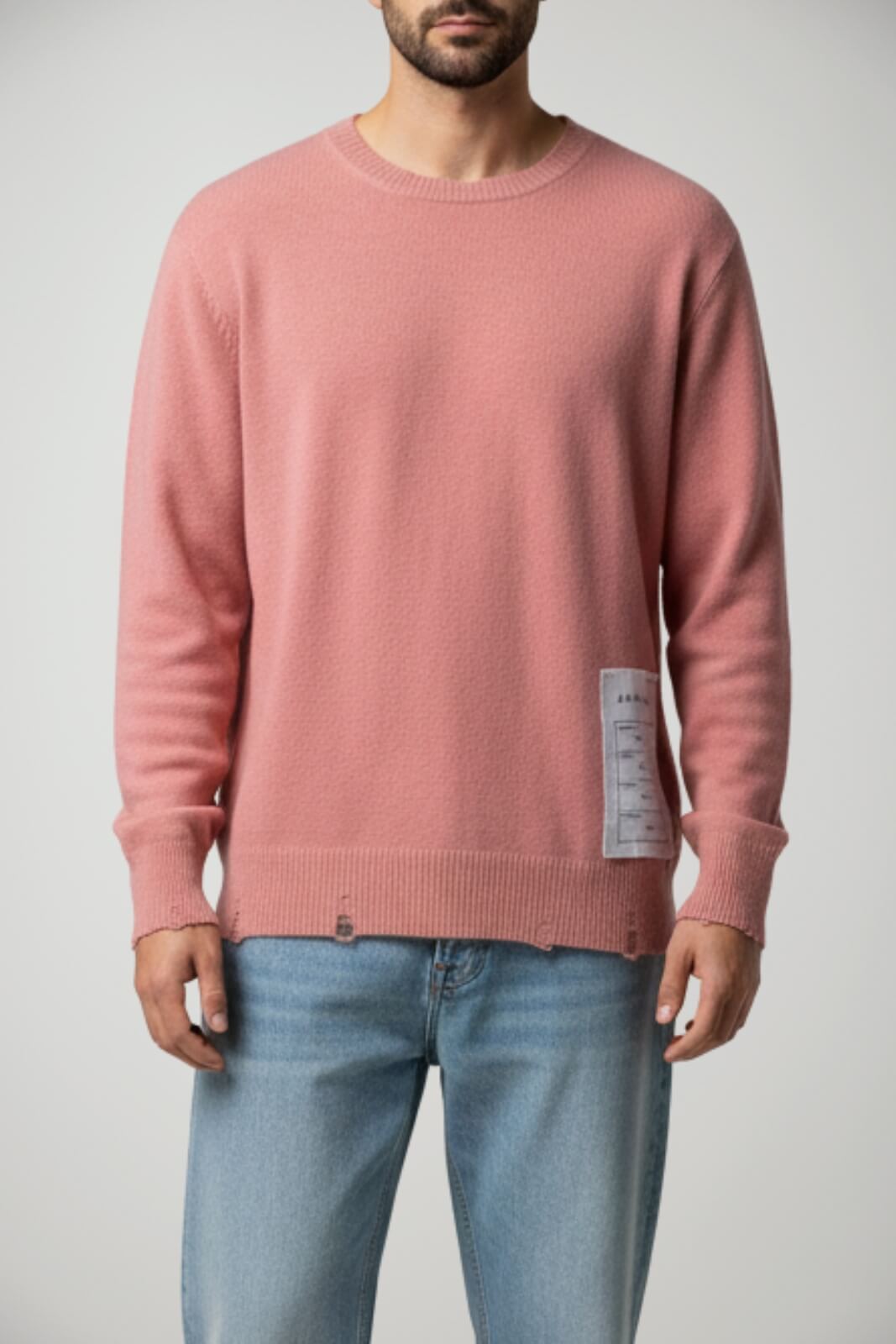 Maglione da uomo Amaranto in cashmere con effetto used