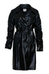 Annarita N Trench in ecopelle con cintura coordinata e maniche arricciate