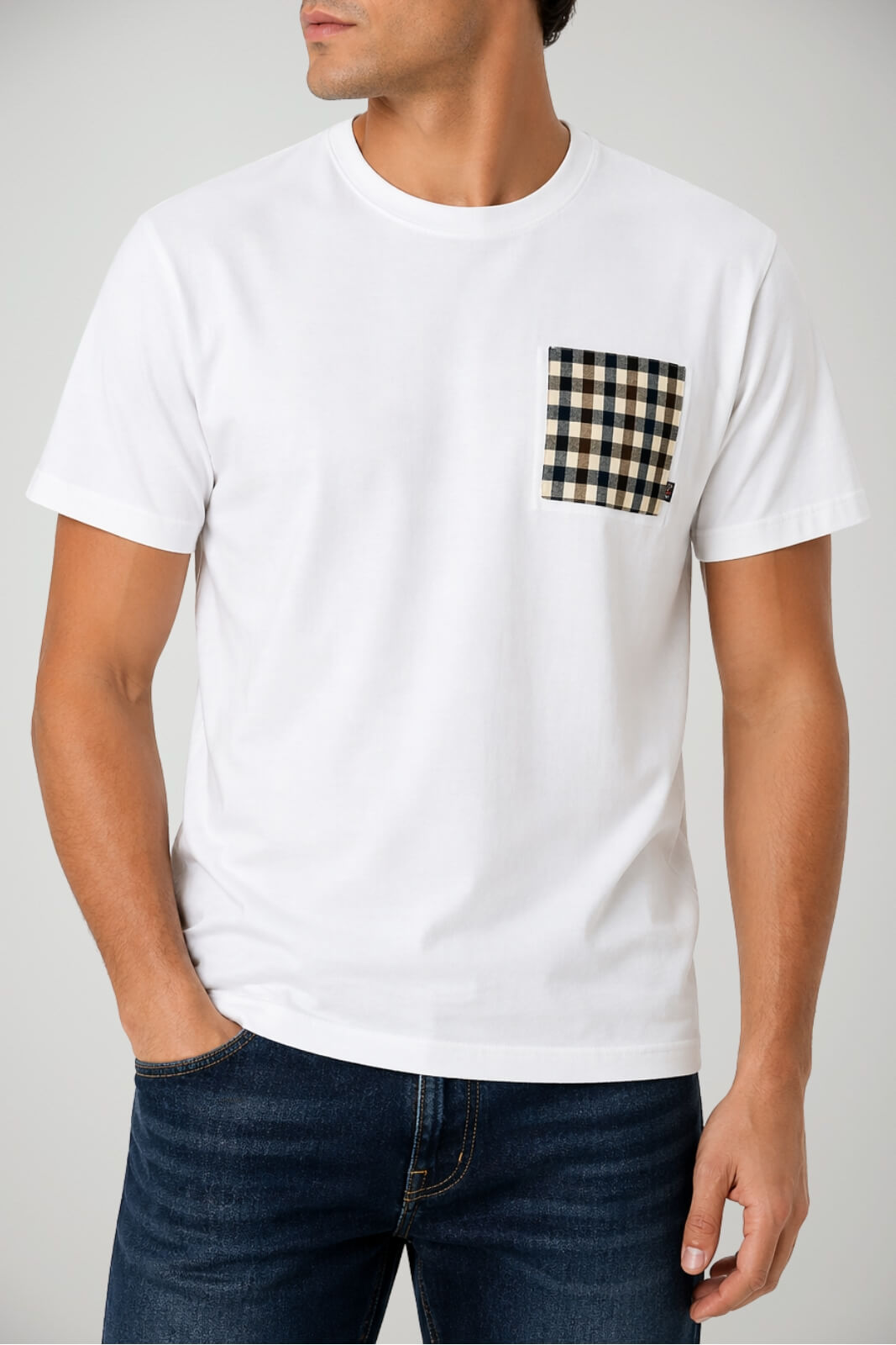 T-shirt da uomo Aquascutum con taschino check