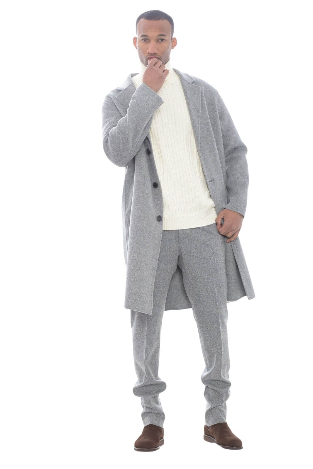 Amaranto cappotto uomo in lana cotta