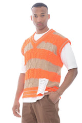 Amaranto gilet uomo in maglia con scollo a v