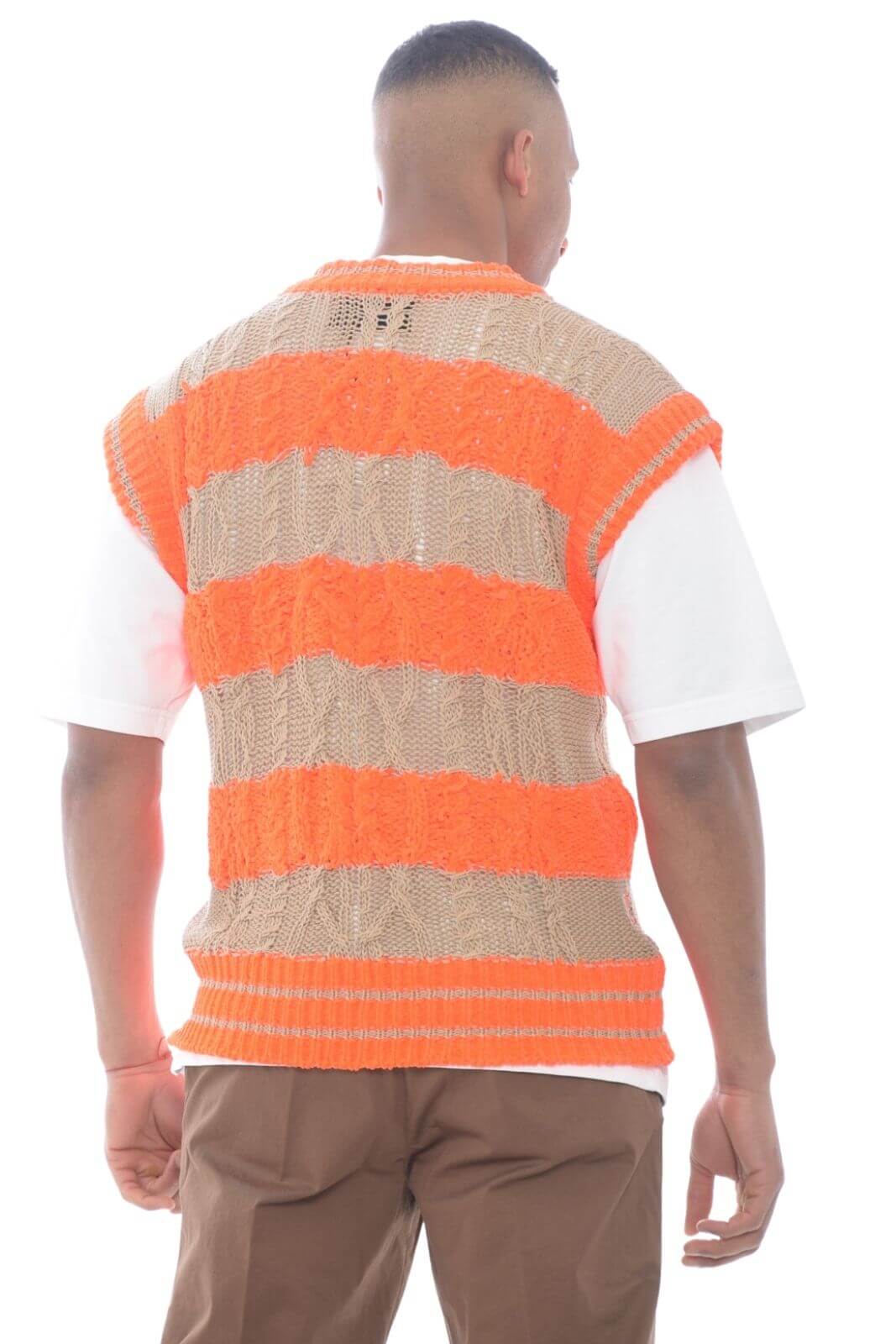 Amaranto gilet uomo in maglia con scollo a v