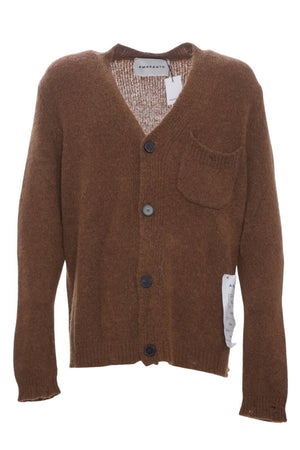Amaranto cardigan uomo con scollo a v