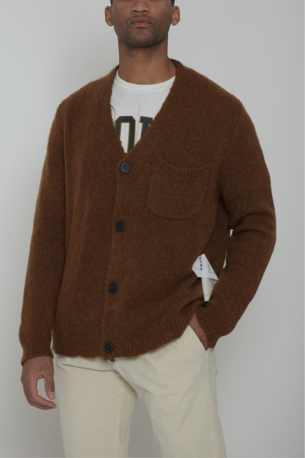 Amaranto cardigan uomo con scollo a v