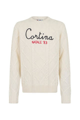 MC2 Saint Barth men's cable knit sweater with Cortina Christmas '83 embroidery