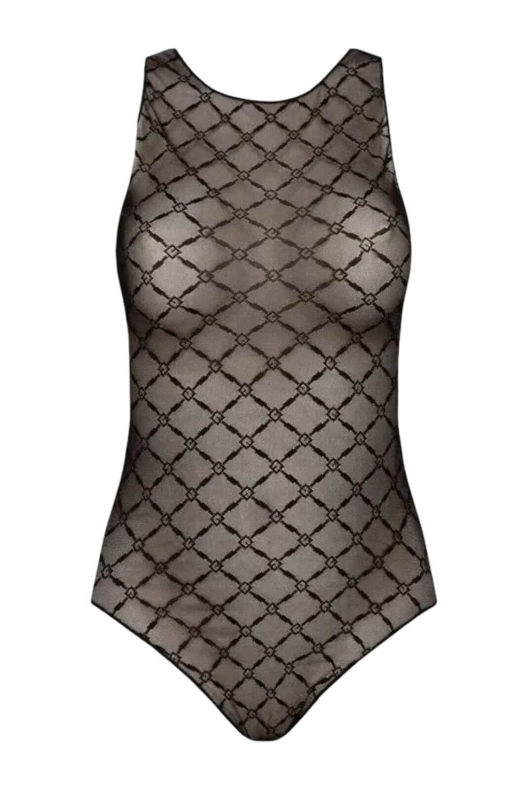 Elisabetta Franchi women's bodysuit in diamond-patterned jacquard tulle