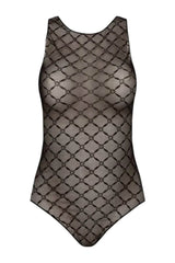 Elisabetta Franchi women's bodysuit in diamond-patterned jacquard tulle