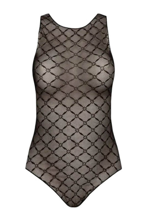 Elisabetta Franchi women's bodysuit in diamond-patterned jacquard tulle