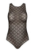 Elisabetta Franchi women's bodysuit in diamond-patterned jacquard tulle
