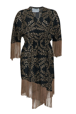 Brand Unique Women's Perforated Dress with Fringes