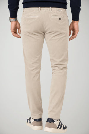 Berwich Pantaloni Uomo Morello in velluto Slim Fit / Latte
