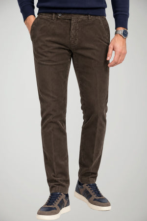 Berwich Pantaloni Uomo Morello in velluto Slim Fit / Marrone