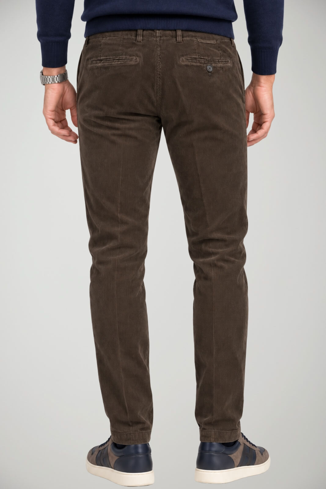 Berwich Pantaloni Uomo Morello in velluto Slim Fit / Marrone