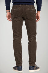 Berwich Pantaloni Uomo Morello in velluto Slim Fit / Marrone