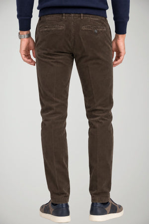 Berwich Pantaloni Uomo Morello in velluto Slim Fit / Marrone