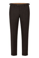 Berwich Pantaloni Uomo in lana con pences / Marrone