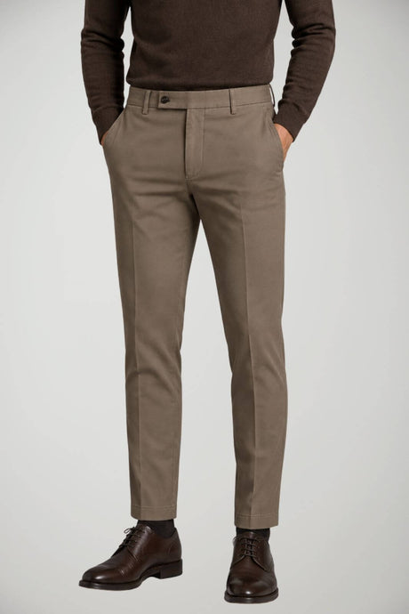 Berwich Pantaloni Uomo in Gabardina Slim Fit / Beige