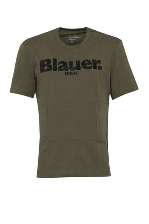 T-shirt da uomo Blauer maniche corte con stampa centrale fronte