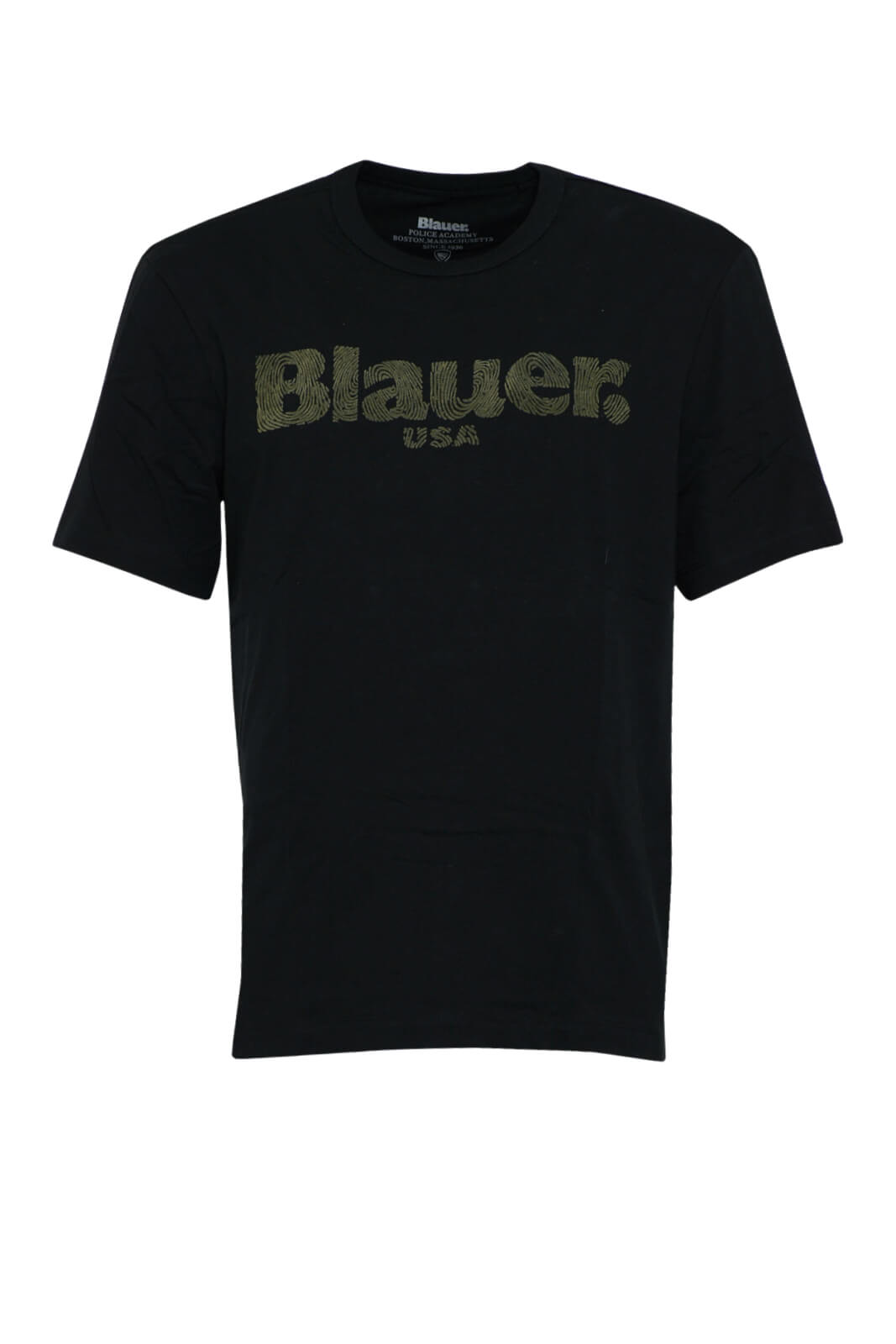 T-shirt da uomo Blauer maniche corte con stampa centrale fronte nero