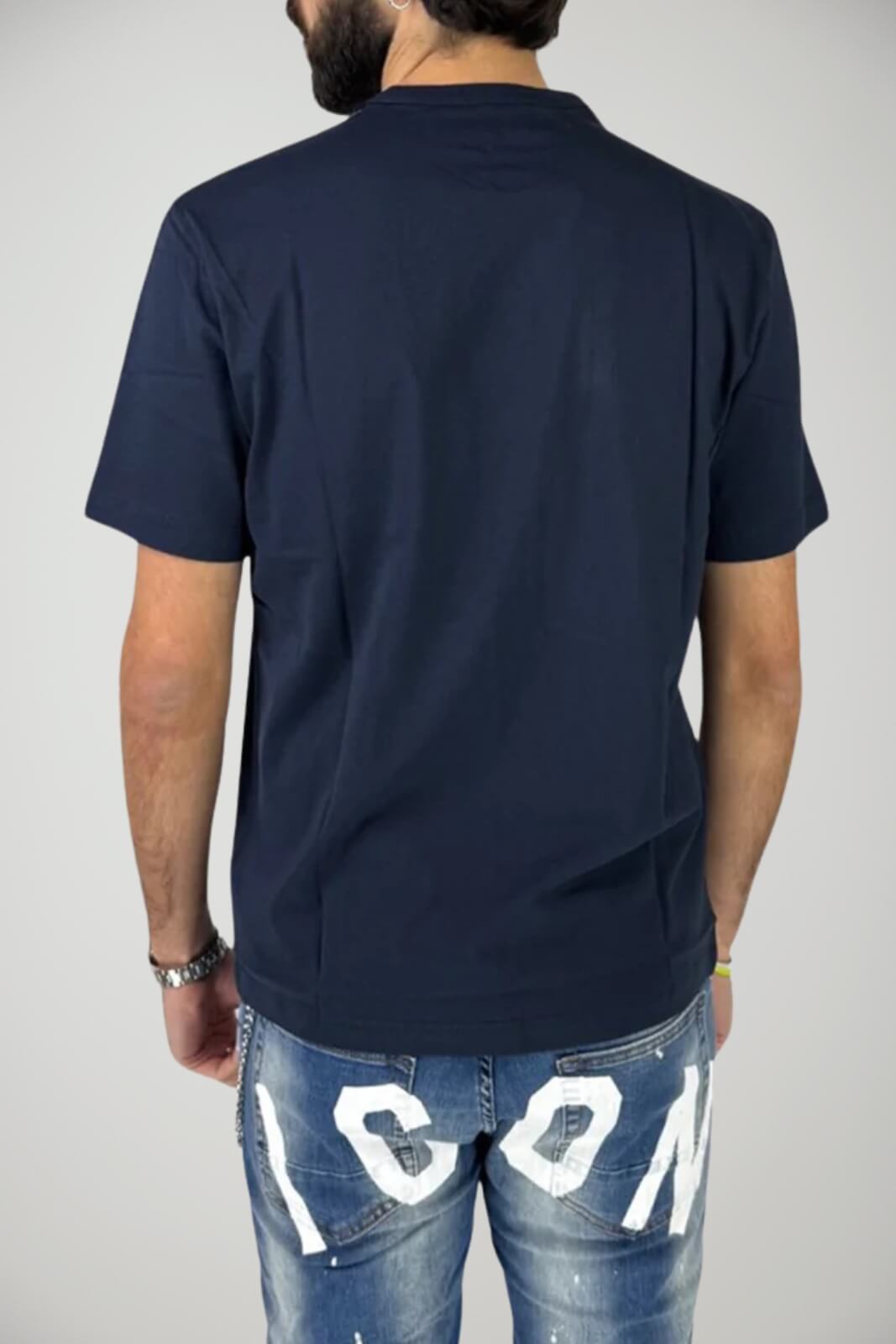 T-shirt Blauer da uomo maniche corte con stampa centrale retro