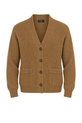 Blu Cashmere Cardigan Uomo a costa inglese / Biscotto