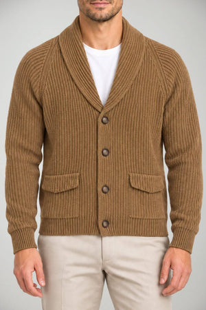 Blu Cashmere Cardigan Uomo a costa inglese / Biscotto